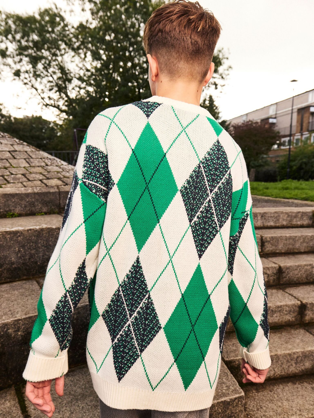 Джемпер для мальчика Next E27-910, Зеленый, Молочный