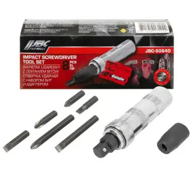 Отвертка ударная с набором бит и адаптером 8пр. JBC JBC-5064D