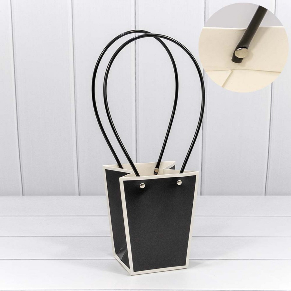 Пакет подарочный 15.5х13х9.5см Ваза для цветов (Черный)