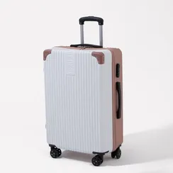 Чемодан большой 26", кодовый замок, цвет белый/розовый