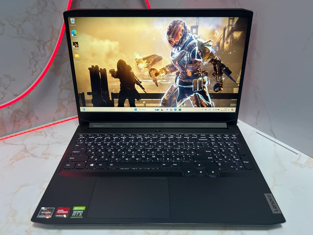 Ноутбук Lenovo IdeaPad Gaming 3 15ACH6 (82K201D1RK) 15.6"/AMD Ryzen 5 5600H/RAM 8GB/SSD 256GB/Nvidia RTX3050 4GB/1920*1080/IPS/DOS/Подсветка кл-ры: LED/Черный. Состояние: C1