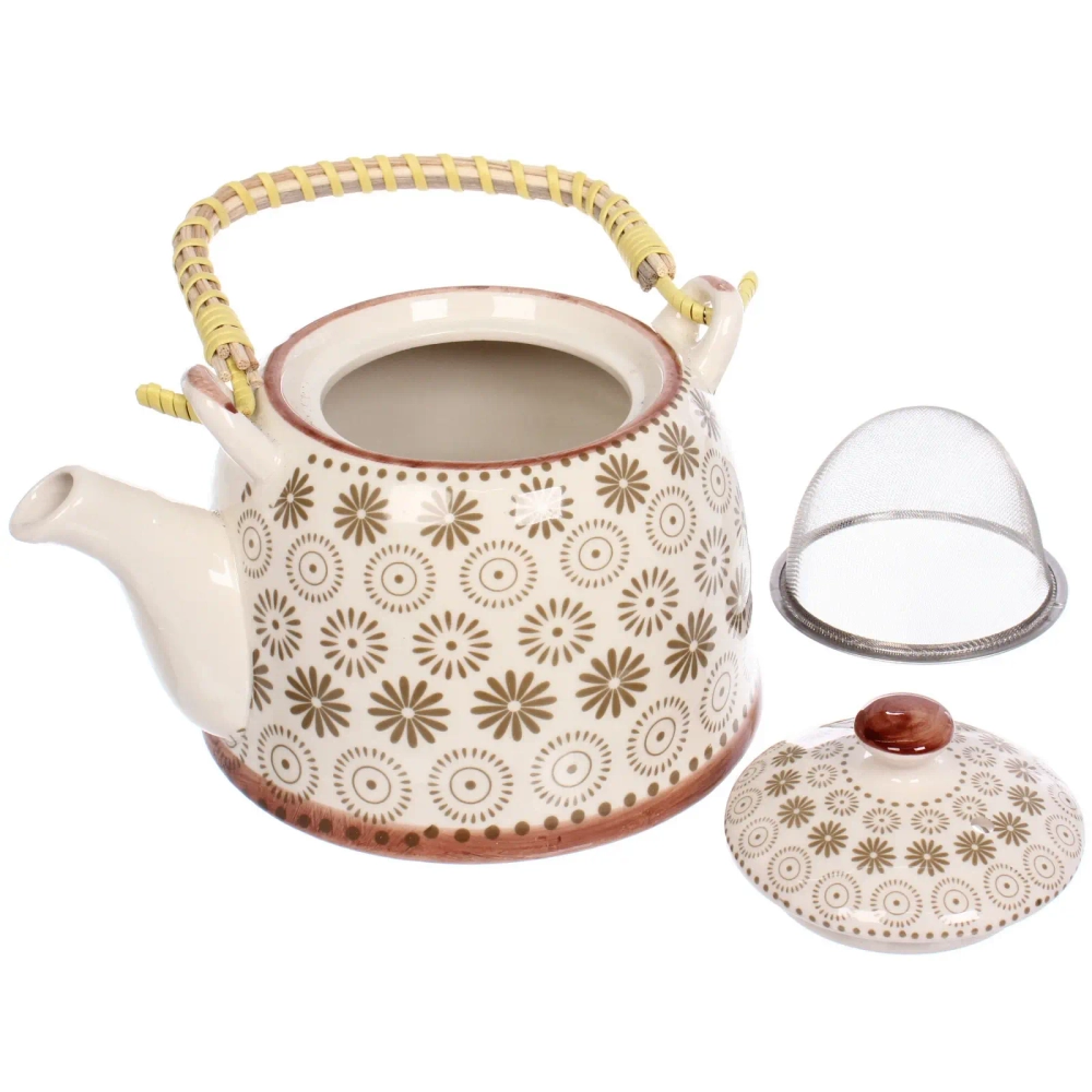Чайник заварочный керамический 700мл с ситом «Цветочная фантазия»