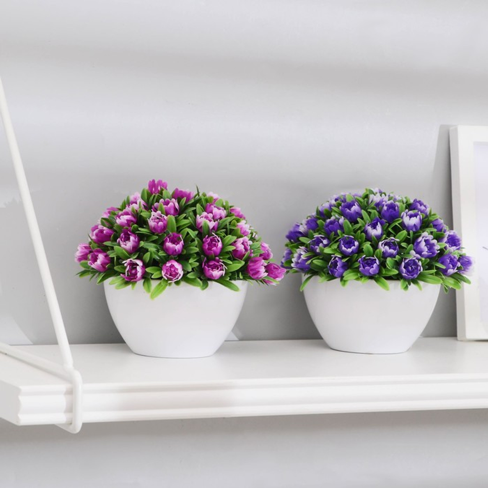 Искусственный цветок в горшке «С цветочными бутонами», 10×11 см, МИКС