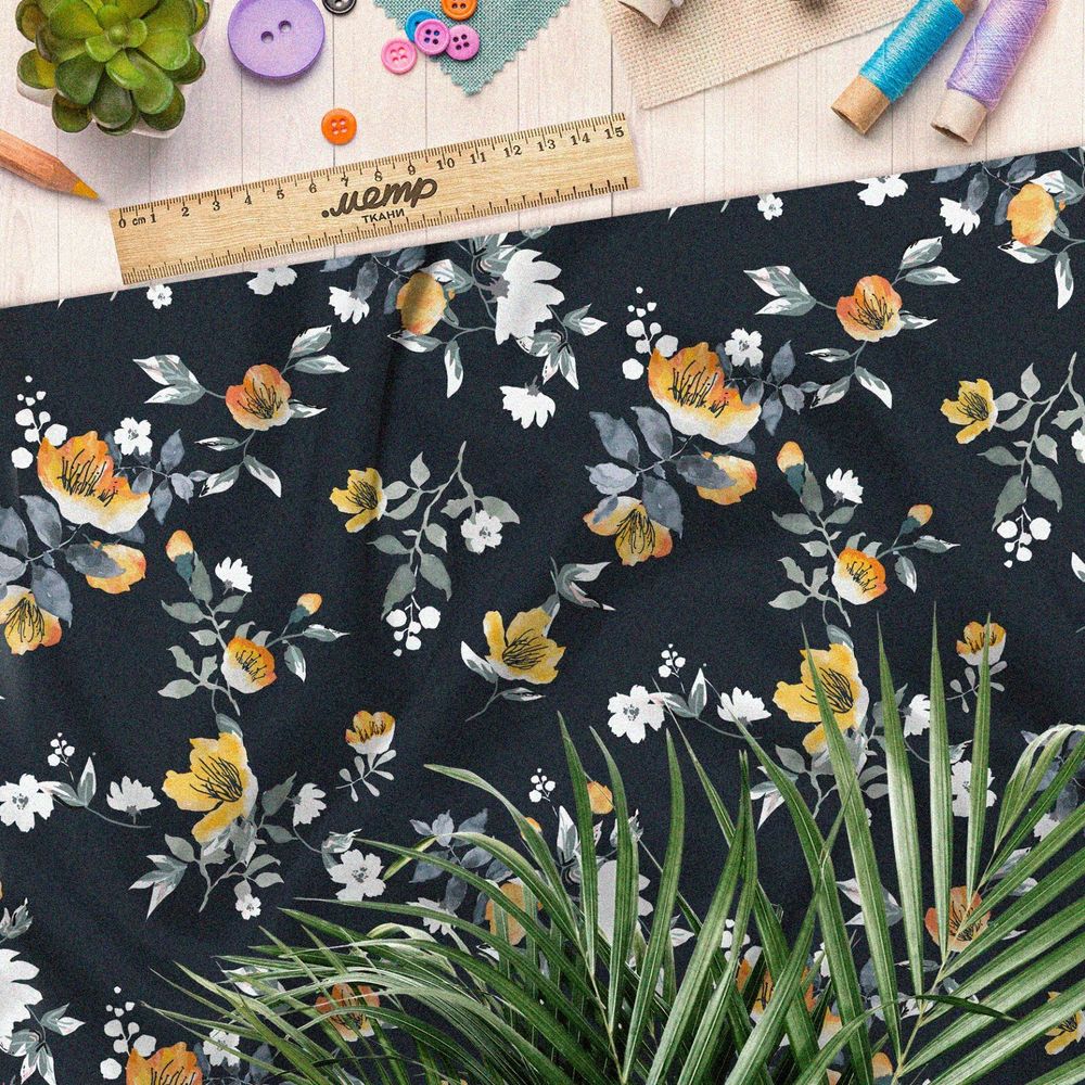 Ткань дюспо изящные цветочные ветви