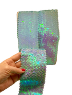 Тесьма эластичная пайетки ш-7см голубой 1 м