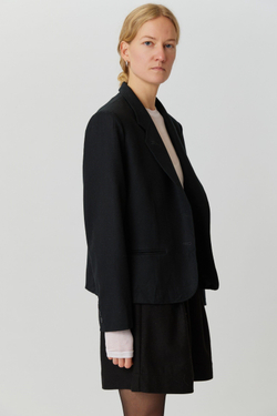 Укороченный винтажный жакет из чёрной шерсти