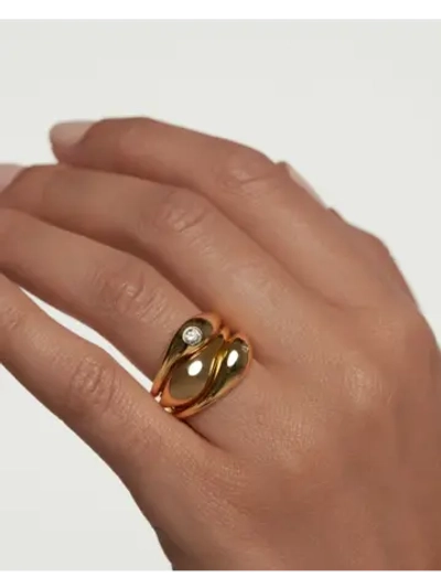 Набор колец Sugar серебро 925 пробы покрытое золотом