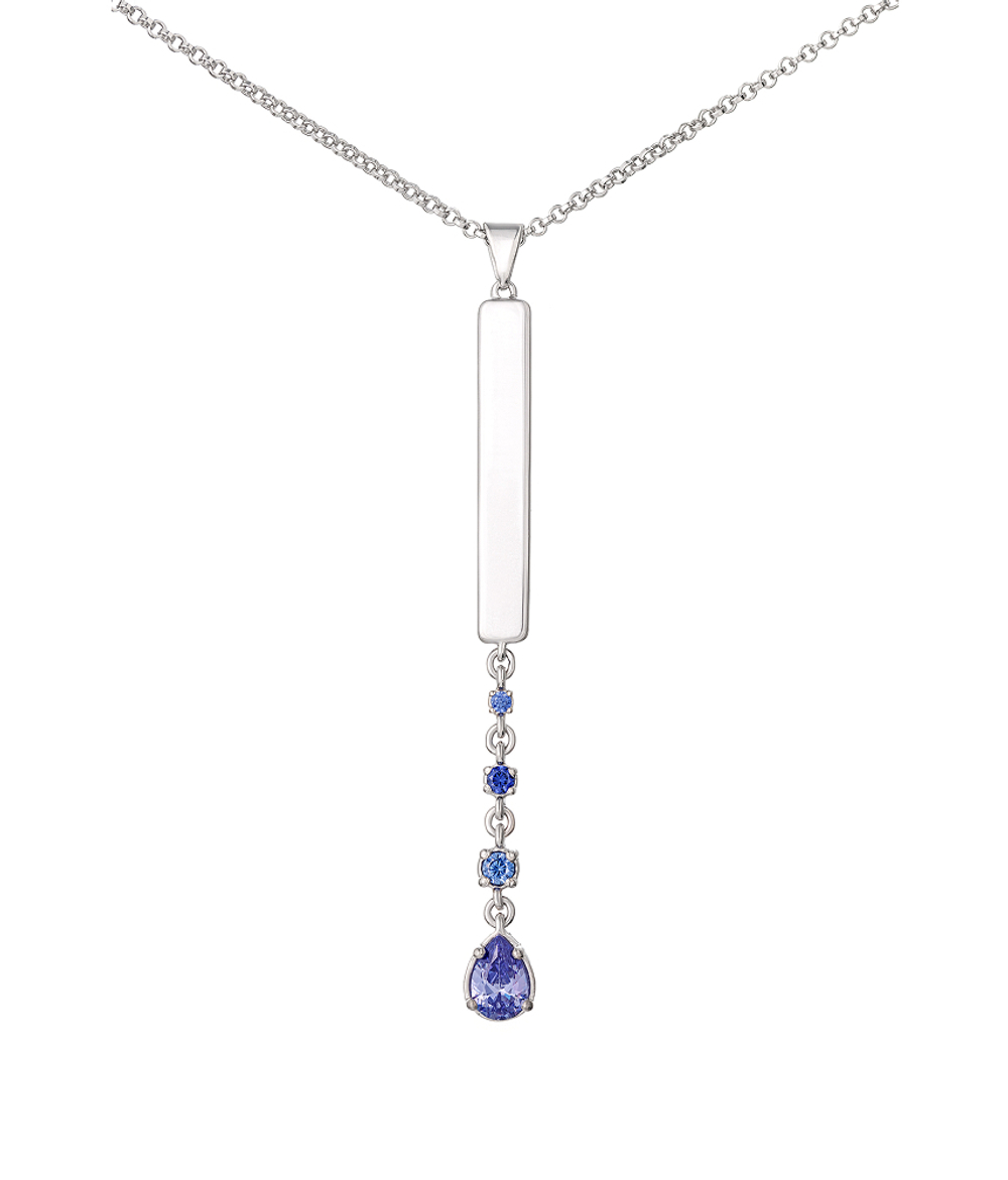 Подвес из серебра со вставками из фианитов цвета танзанит