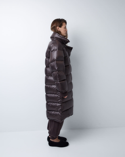 Пуховик двубортный темный шоколад