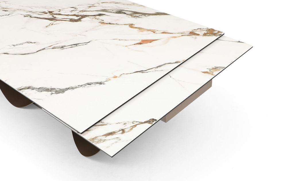 Стол DT9305CI (200-300) белый керамика KL-188/золотая пудра