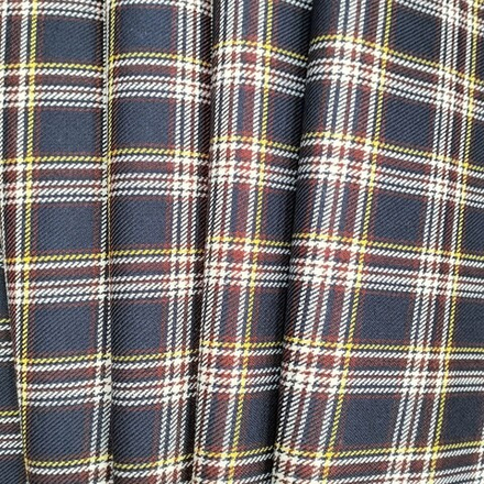 Ткань Костюмная Алина клетка сине-жёлтая