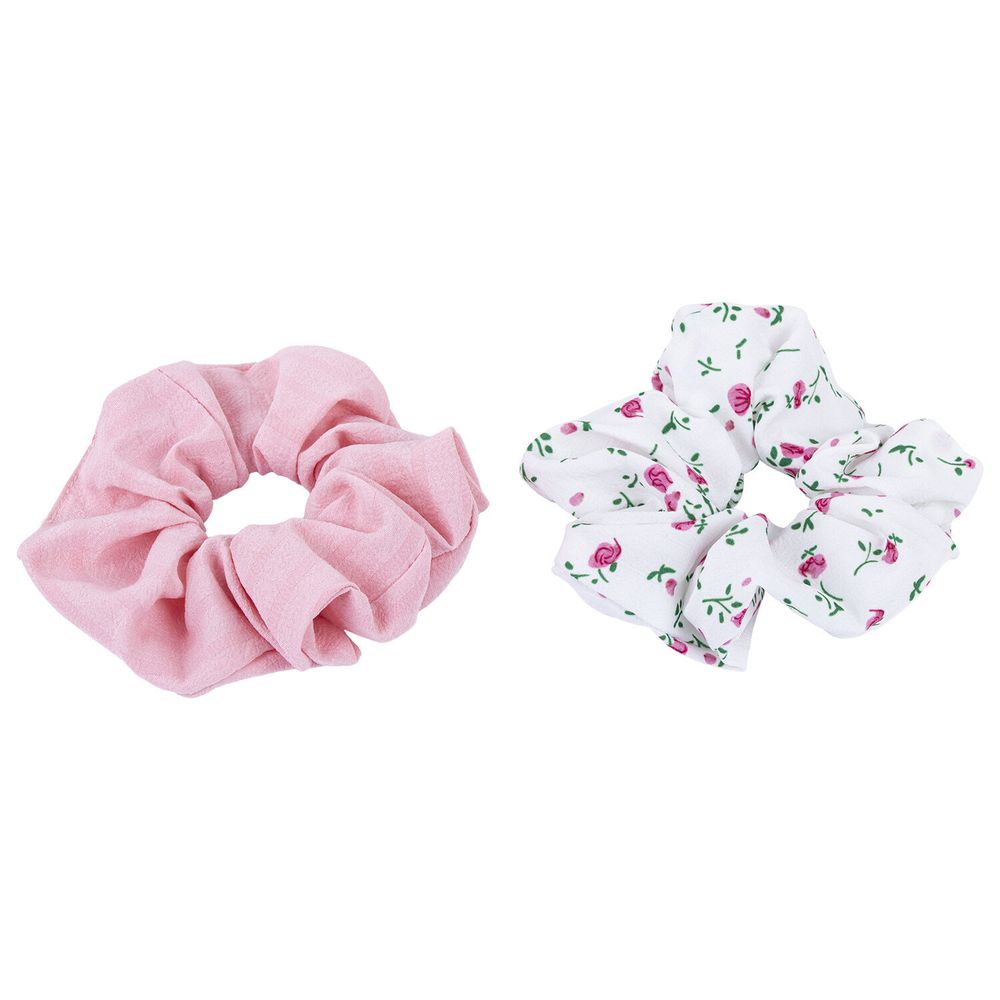 Резинки для волос НАБОР 2 шт., 4х20 см, скранч, розовый, белый, MONTE VITA, 457073