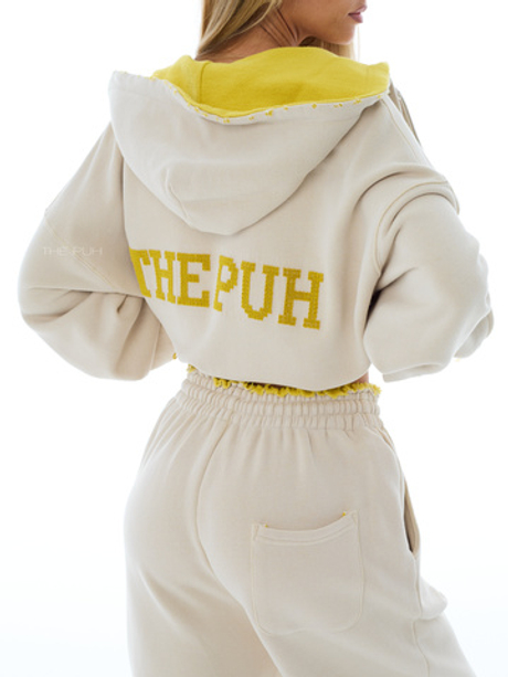 Бежево-желтый спортивный костюм с лого