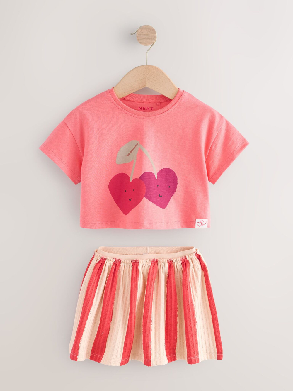 Футболка и юбка для девочки Next E54-798, Бежевый, Розовый