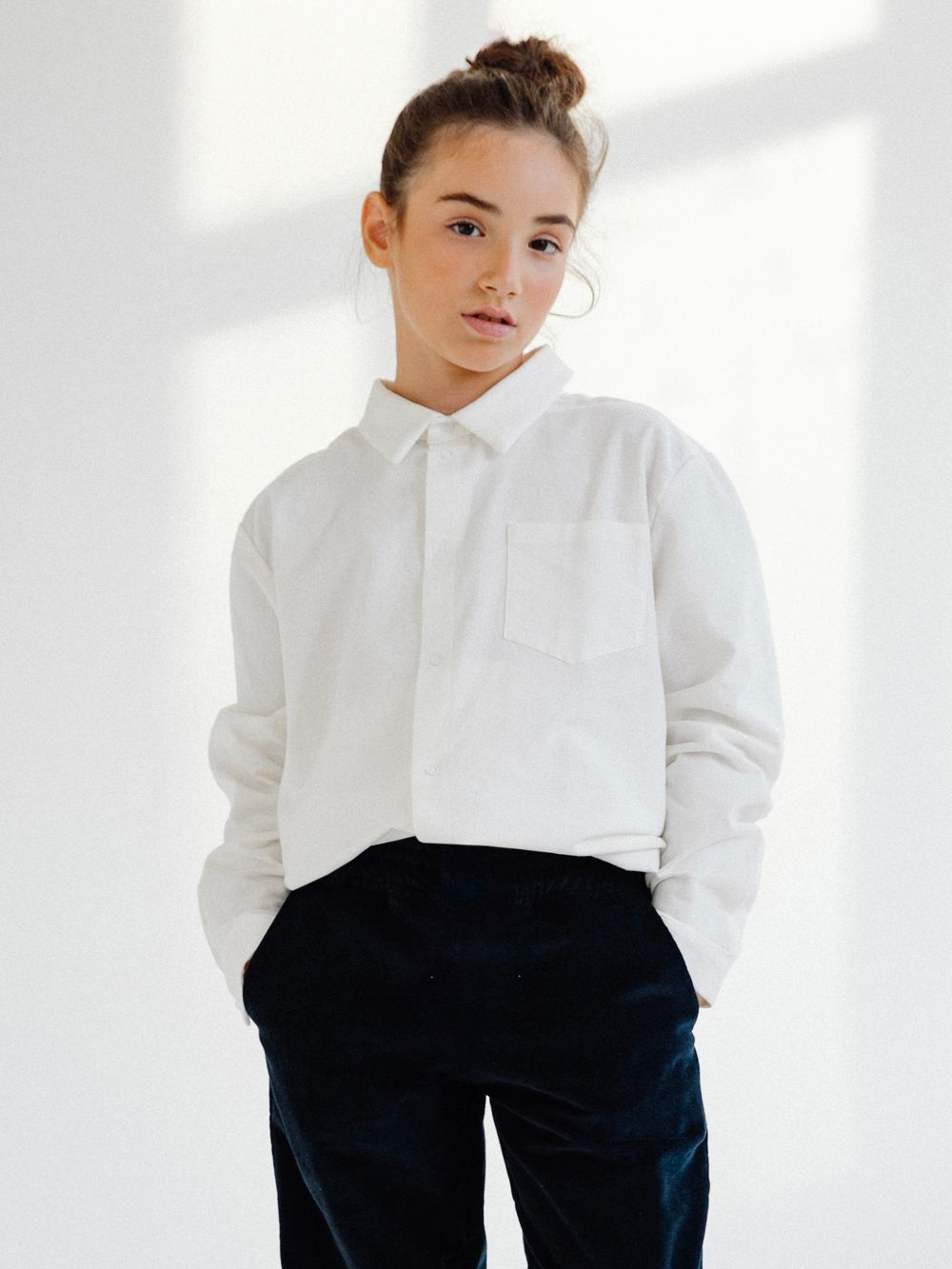 Рубашка из фланели сливочного цвета