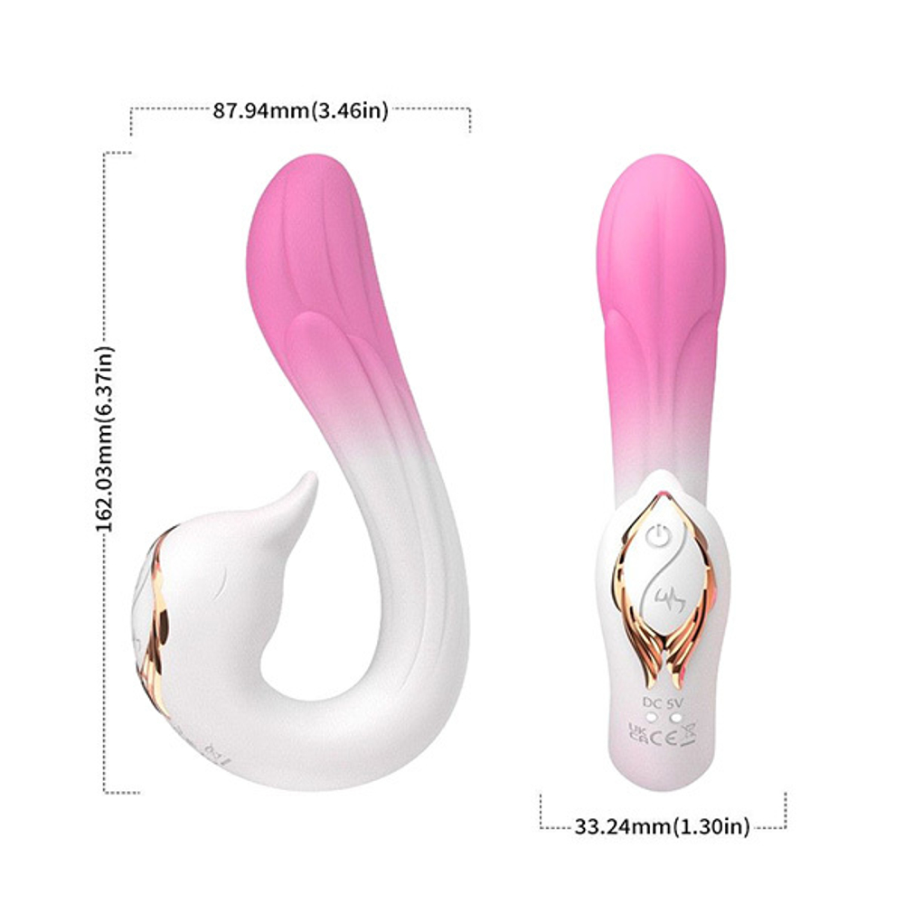 Бело-розовый вибромассажер-уточка 16,2см Silicone Toys USK-V22