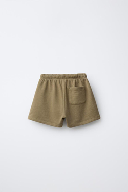 ZARA ШОРТЫ ИЗ МЯГКОЙ ТКАНИ С НАДПИСЬЮ, ХАКИ