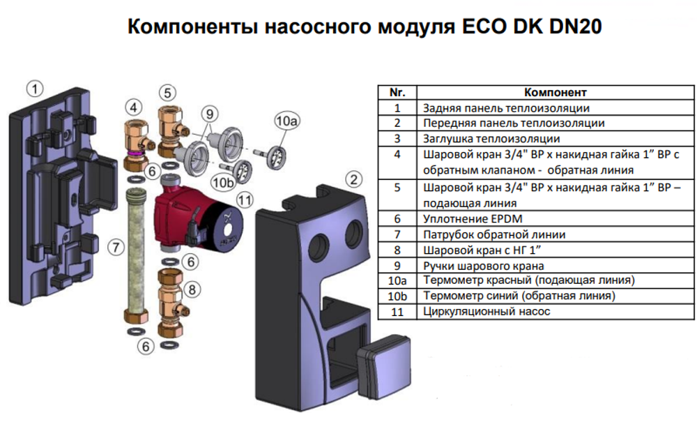 Насосный модуль Huch EnTEC (Хух ЭнТЕК) ECO DK DN20 (3/4′′) с насосом Grundfos UPM3 HYBRID 15-70 (арт.101.10.018.04 GF *)