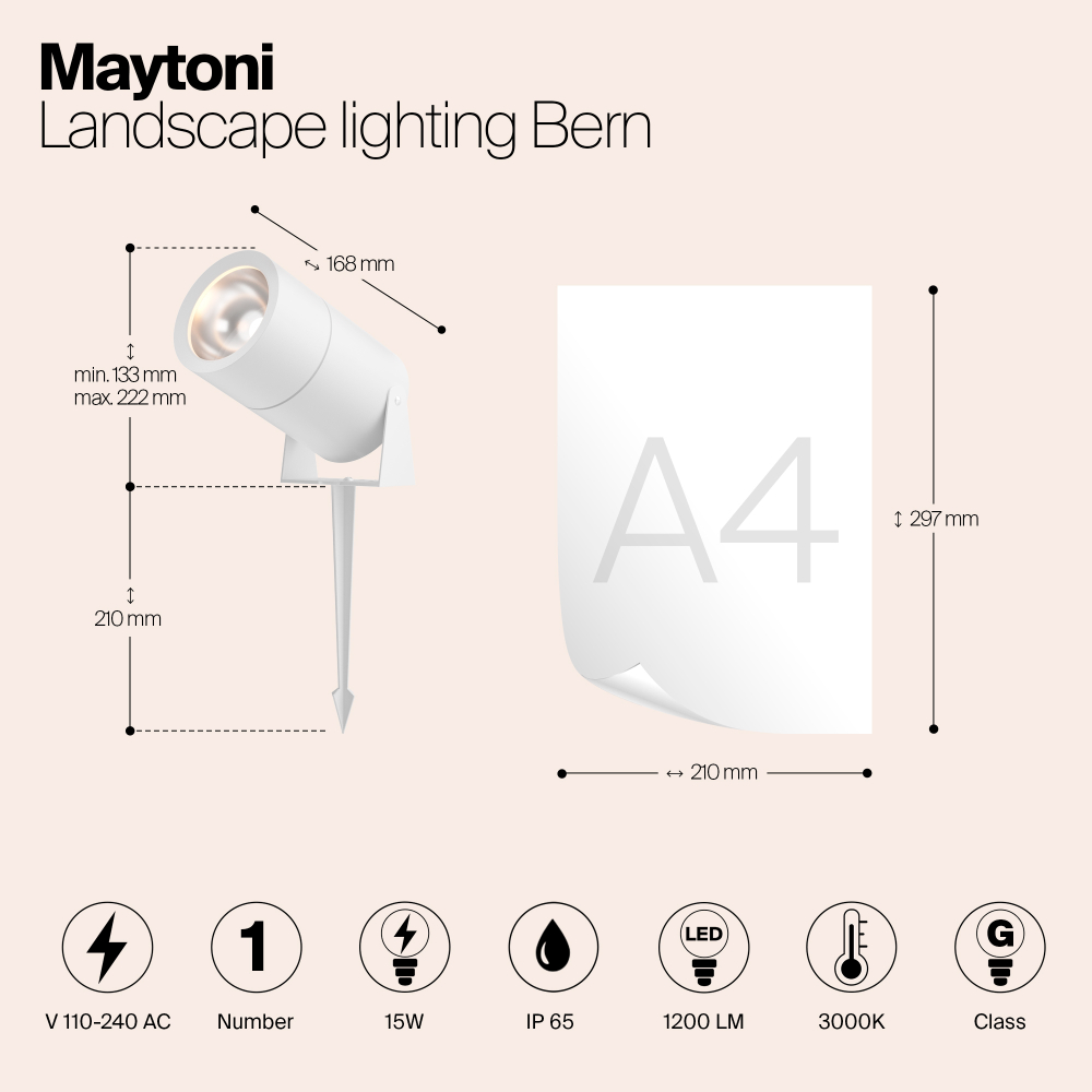 Грунтовый светодиодный светильник Maytoni Bern O050FL-L15W3K