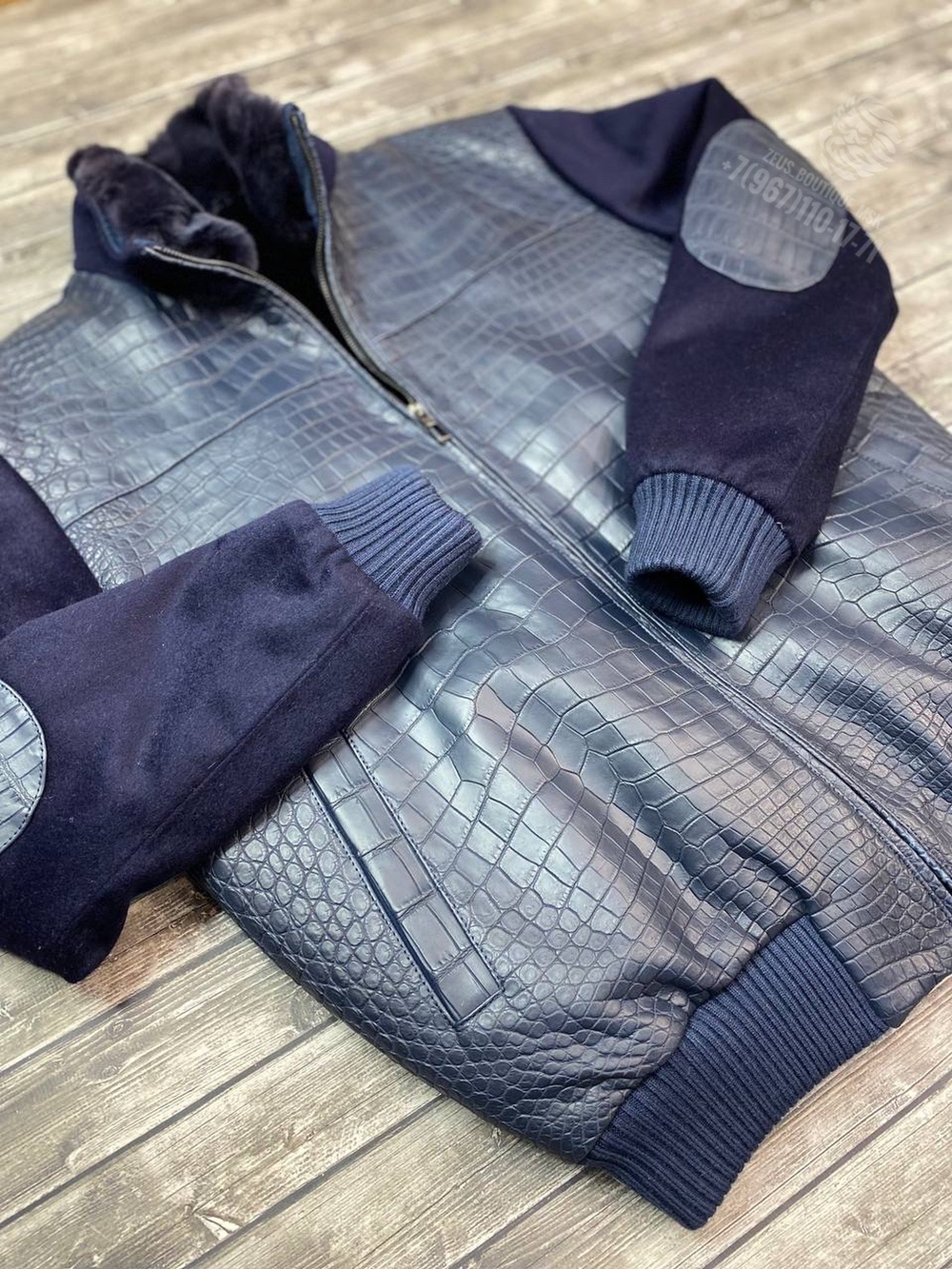 Бомбер Loro Piana с мехом со вставками кожи крокодила