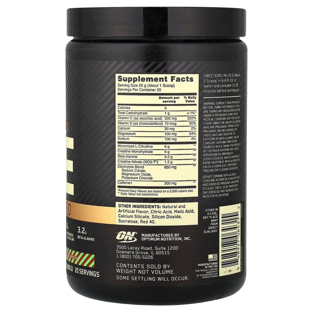 Optimum Nutrition, Gold Standard Pre Advanced, мохито с малиной и лаймом, 400 г (14,1 унции)