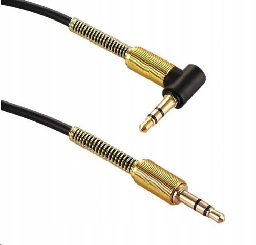 Аудиокабель AUX для подключения к автомагнитоле с разъемом 3,5 jack 1 м, угловой, черный (Avimax)