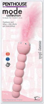 Розовый вибромассажер с пушистым пером - 14 см. (Цвет: розовый)