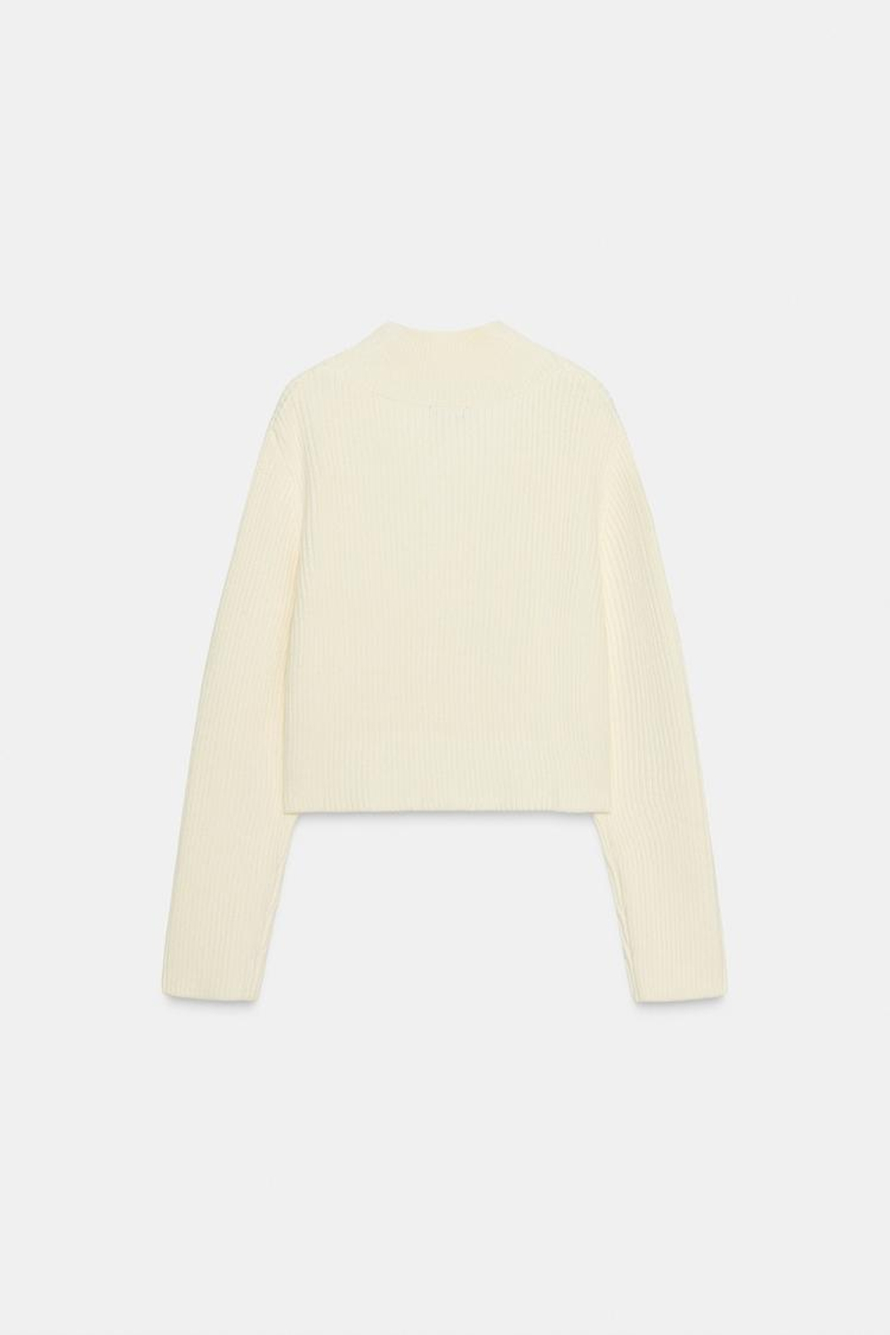 ZARA СВИТЕР В РУБЧИК С V-ОБРАЗНЫМ ВЫРЕЗОМ, ЭКРЮ