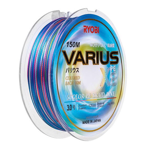 Шнур VARIUS PE8X-150MI 3.0# Multi Colour 0,285мм Ryobi