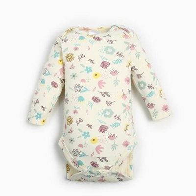 Боди с дл.рукавом Flower, рост 74-80 см, бежевый (Крошка Я)