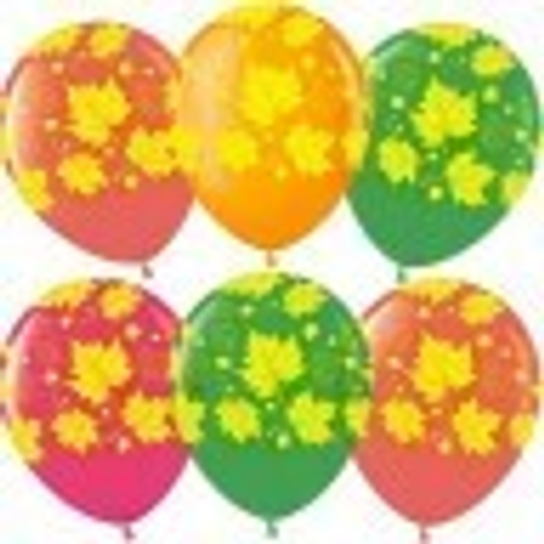 Шар (12''/30 см) Золотые листья, Ассорти, пастель, 5 ст, 25 шт.