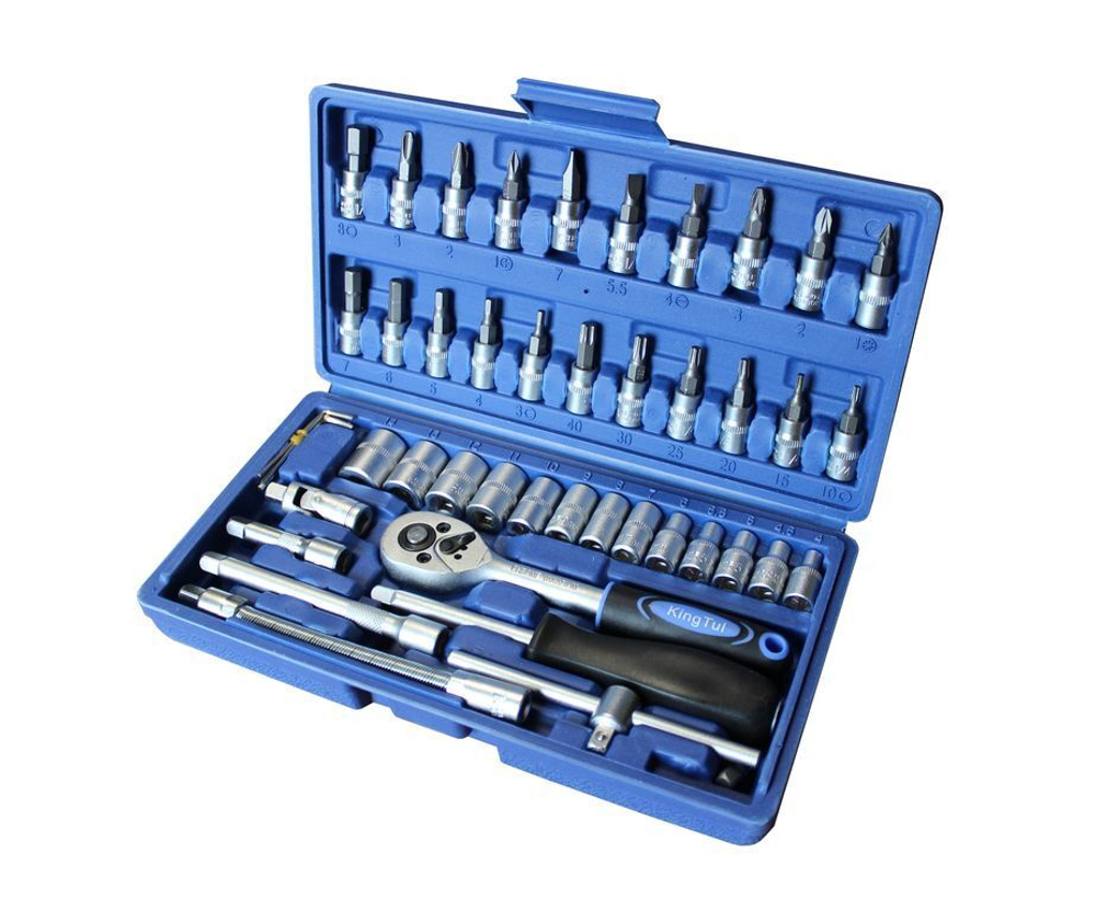 Набор инструментов , 46пр. 1/4"(6гр.) профи (4-14мм) в кейсе KINGTUL profi KT46