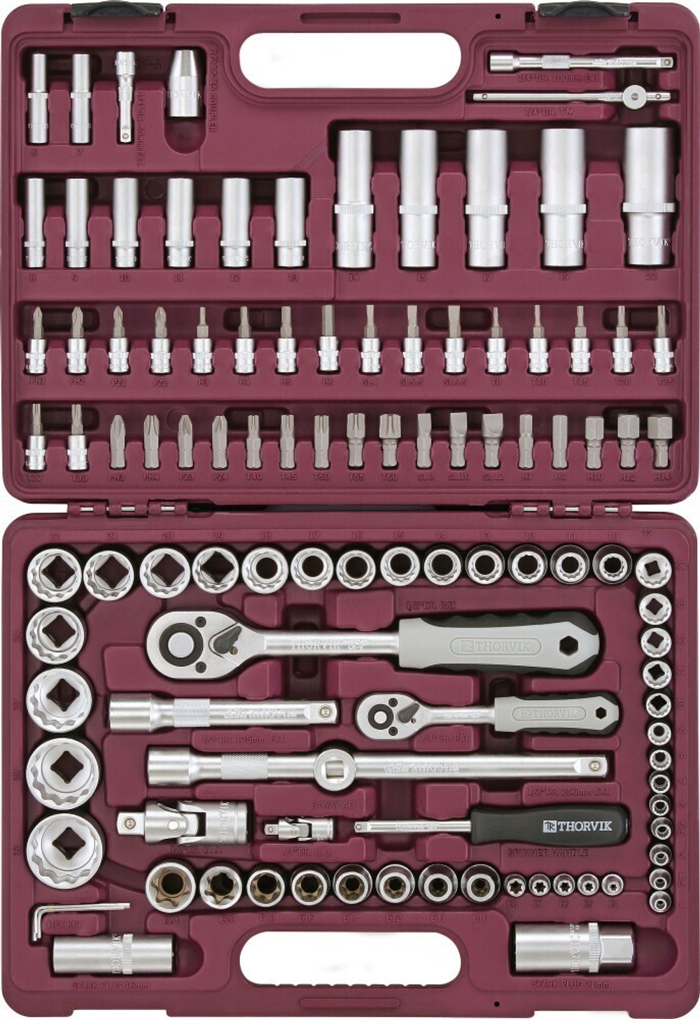 UTS0108/12 Набор инструмента универсальный 1/4", 1/2"DR с головками торцевыми 12-гранными, 108 предметов