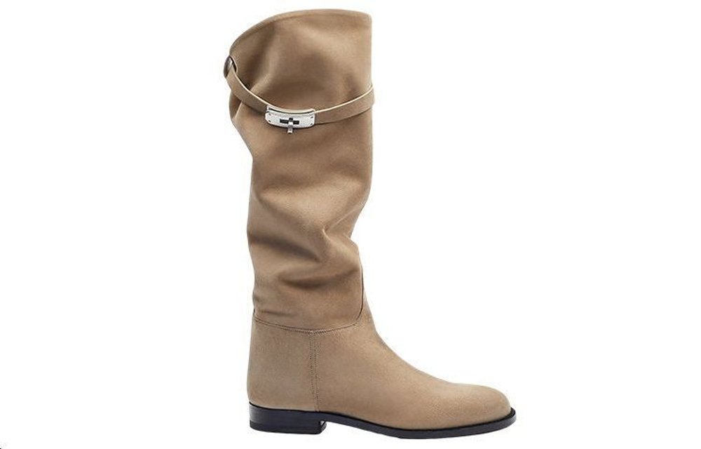 HERMES Jumping Knee high Boots Women"s Beige