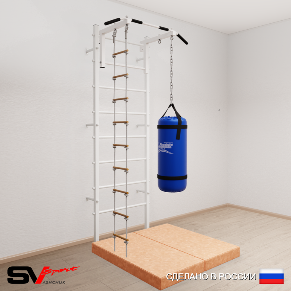 Шведская стенка Sv Sport усиленная 6115 (Турник стандарт/Лестница/Цепь/Мешок 15кг/Мат 1м)