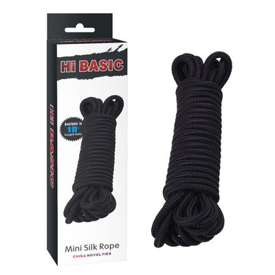 Хлопковая черная верёвка для любовных игр Mini Silk Rope - 10 м. (Цвет: черный)