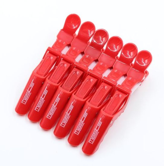 Зажим MASTER Professional MP-568-1 6шт крокодил  красный