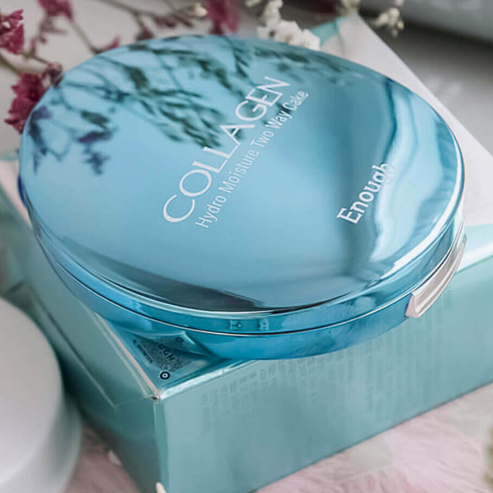 Увлажняющая пудра со сменным блоком Enough Collagen Hydro Moisture Two Way Cake SPF25 PA++ Тон 23