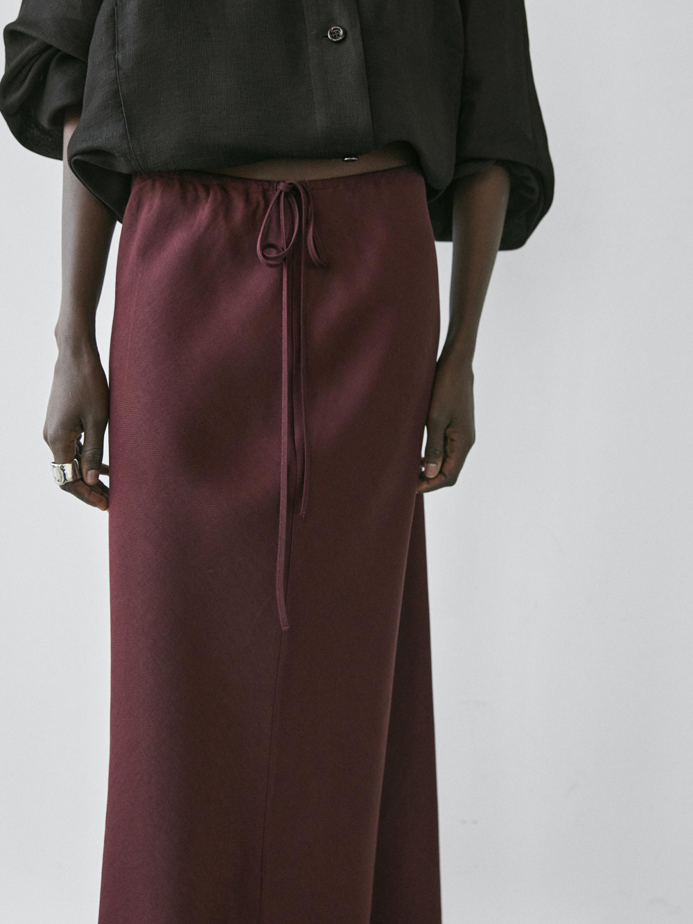 Massimo Dutti Юбка-парео миди, бордовый