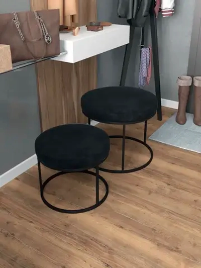 Комплект круглых банкеток - ЧЧЕРН - черное на черном