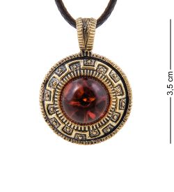 AM-3808 Подвеска «Жетон Жук Скарабей» (латунь, янтарь)