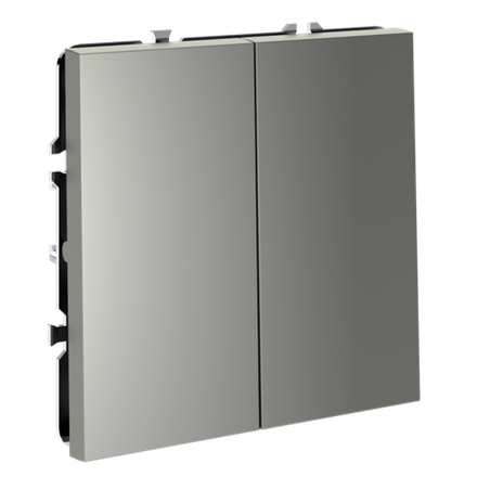 Перекрестный переключатель встраиваемый VOLTUM S70 двухклавишный 10А, (сталь)