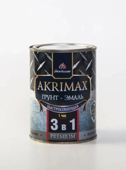 Грунт-эмаль по ржавчине 3 в 1, Краска по металлу, быстросохнущая 0,8 кг AKRIMAX-PREMIUM, матовое покрытие, хаки