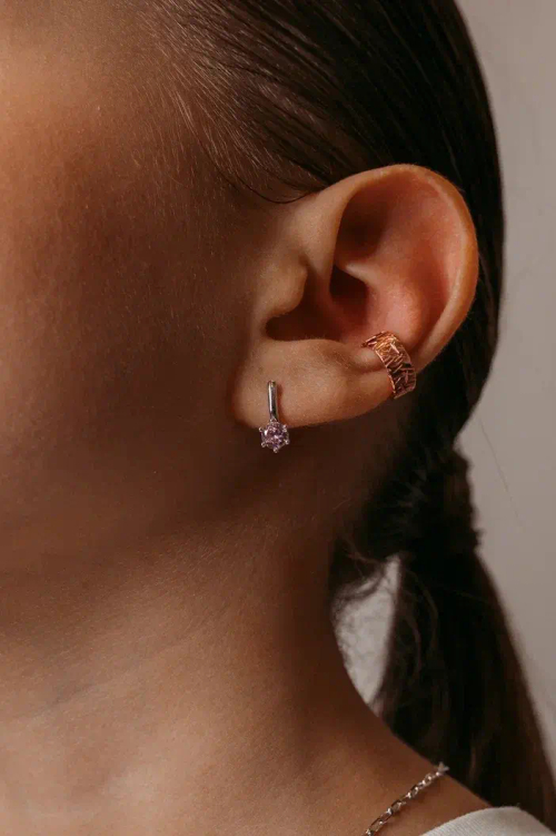 Серьги с розовыми фианитами