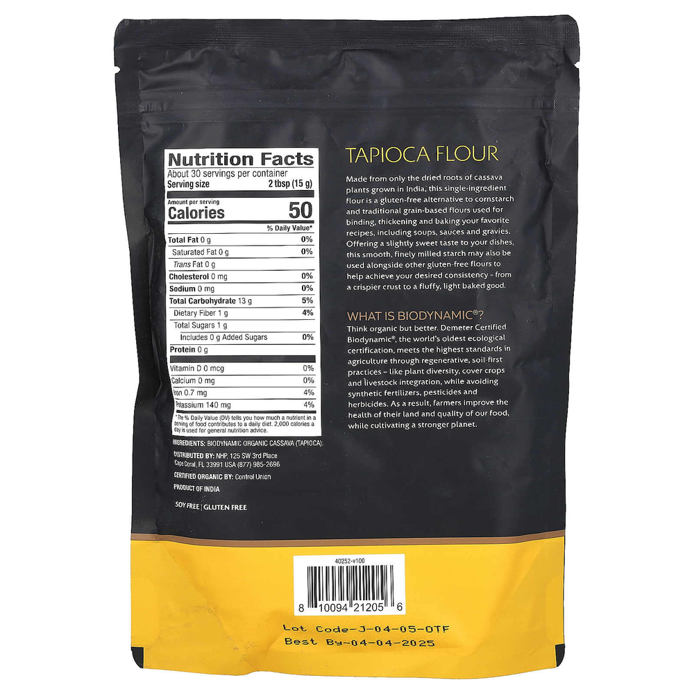 Dr. Mercola, Solspring, Biodynamic, органическая мука из тапиоки, 454 г (16 унций)
