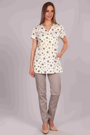 Блуза женская М-285 (принт звезды/бежевый)