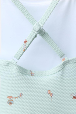 ZARA КУПАЛЬНИК С ВОЛАНАМИ «ЦИРК», ЦВЕТ МОРСКОЙ ВОЛНЫ