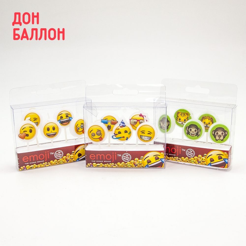 Свечи Круг, Смайл, Emoji, 6 см, 5 шт.