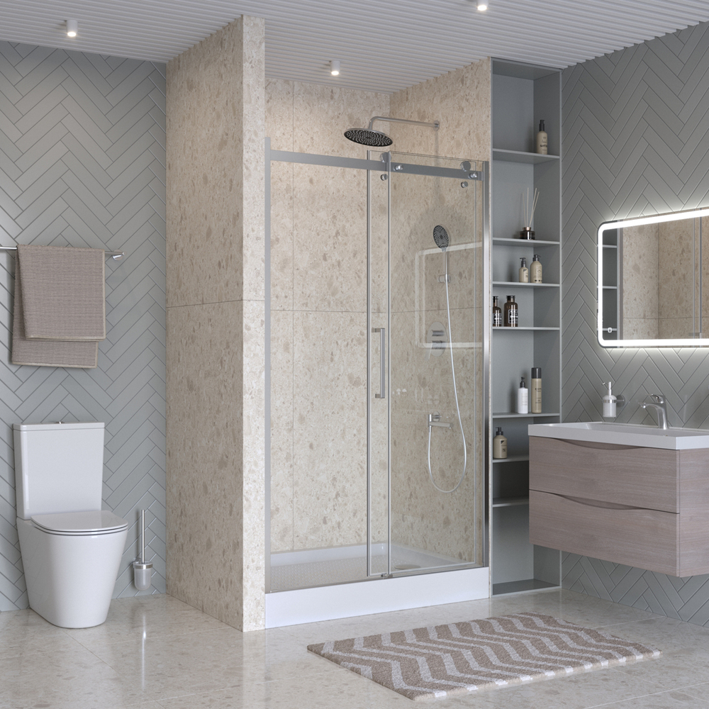 Душевая дверь шириной 111см BelBagno MARINO-2-BF-1-110-C-CR профиль хром, стекло прозрачное