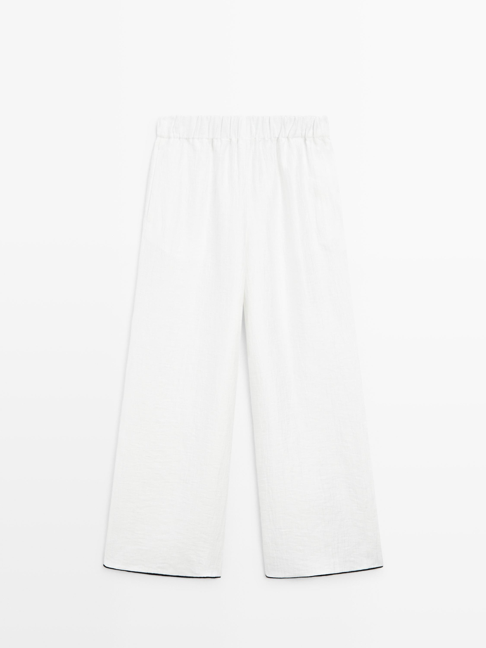 Massimo Dutti Свободные брюки с декоративной отделкой кантом, белый